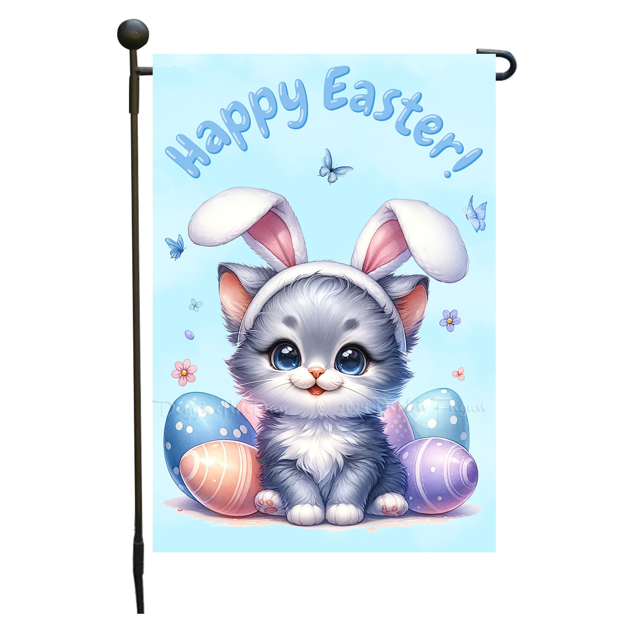 Happy Easter Egg Hunt Garden Flag Cats Lawn Patio Decor 12.5x18 NWT - Picture 50 of 58