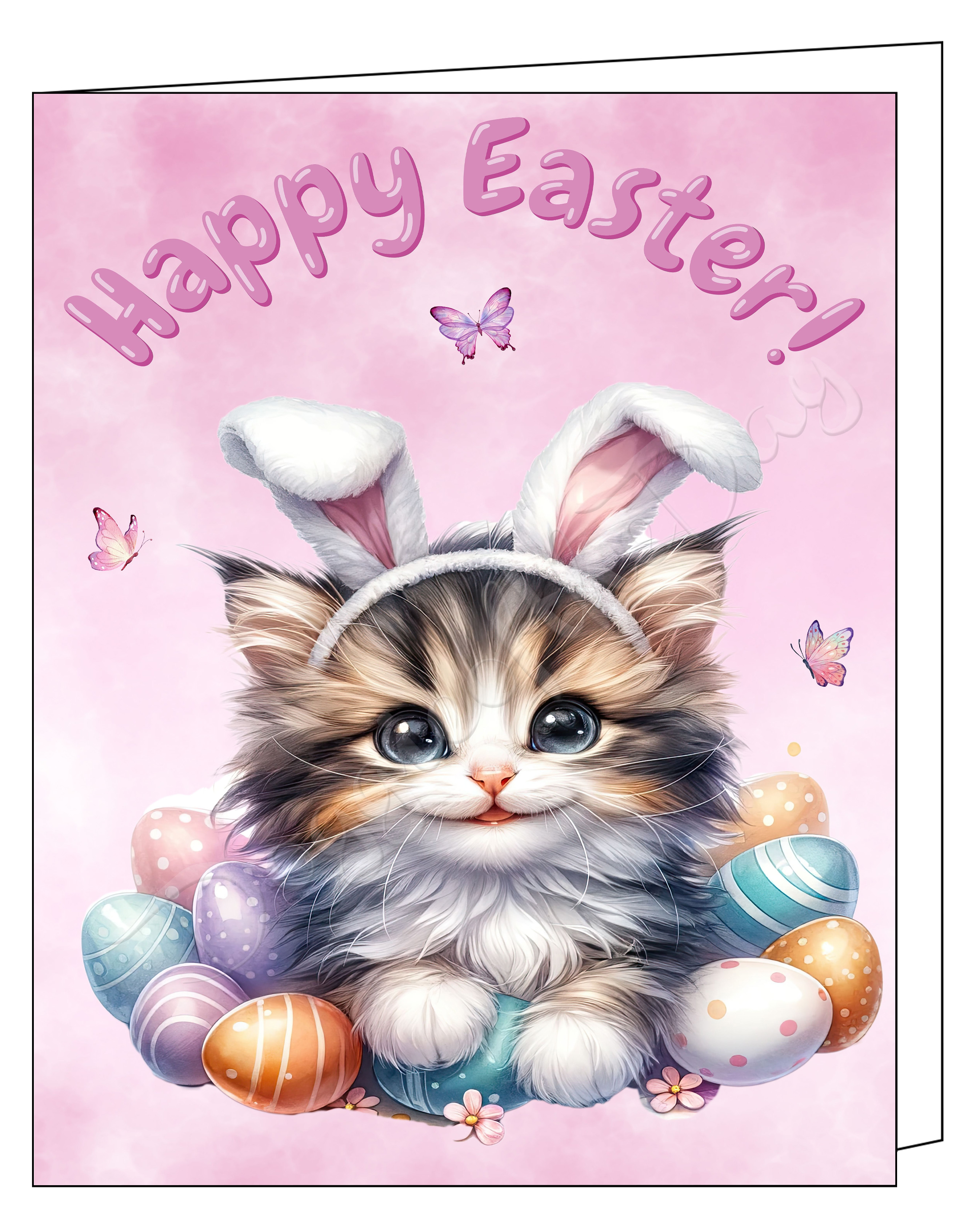 Easter Egg Hunt Cats Greeting Cards and Note Cards with Envelopes NWT