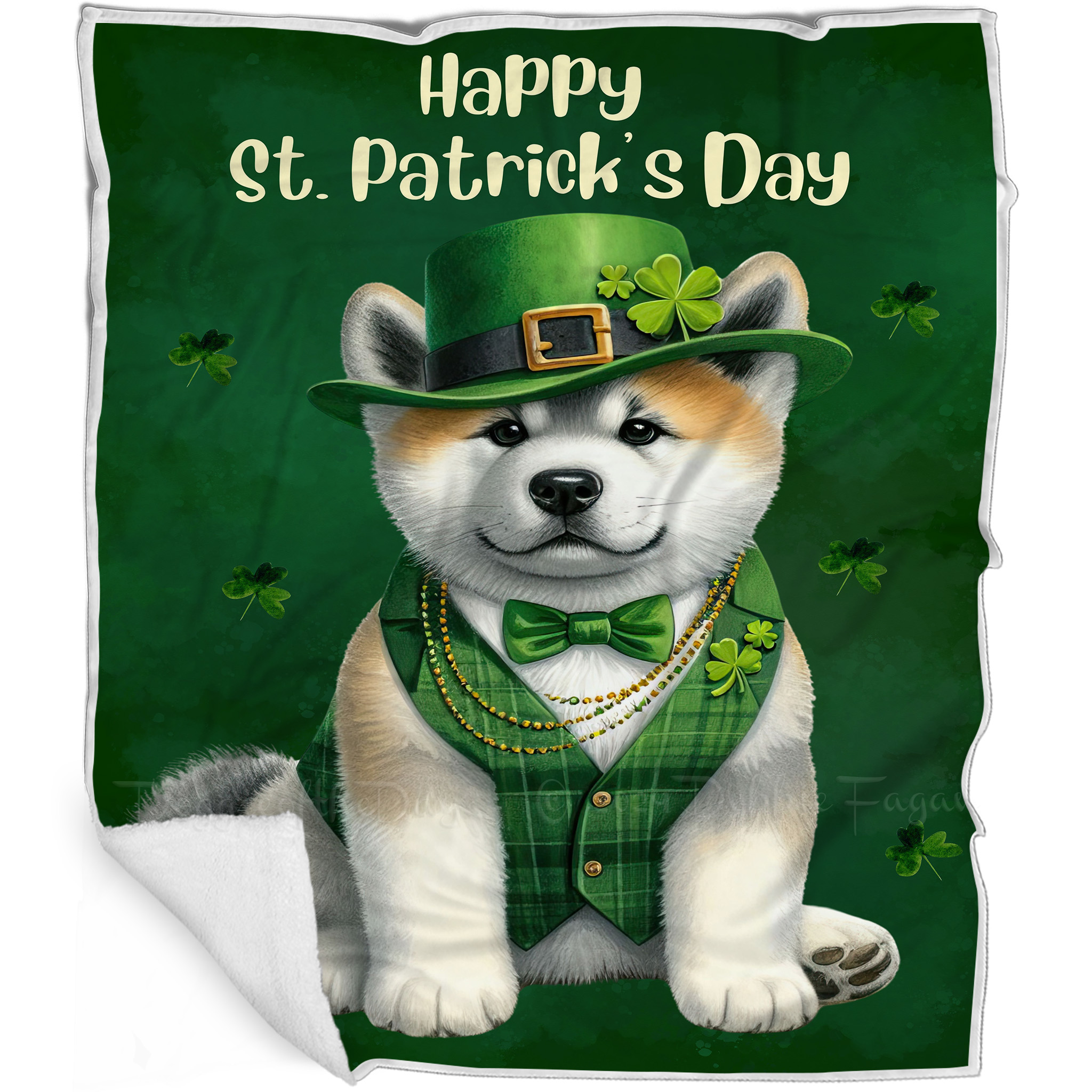 St. Patrick's Day Irish Dog Blanket Personalized Woven Fleece Sherpa NWT