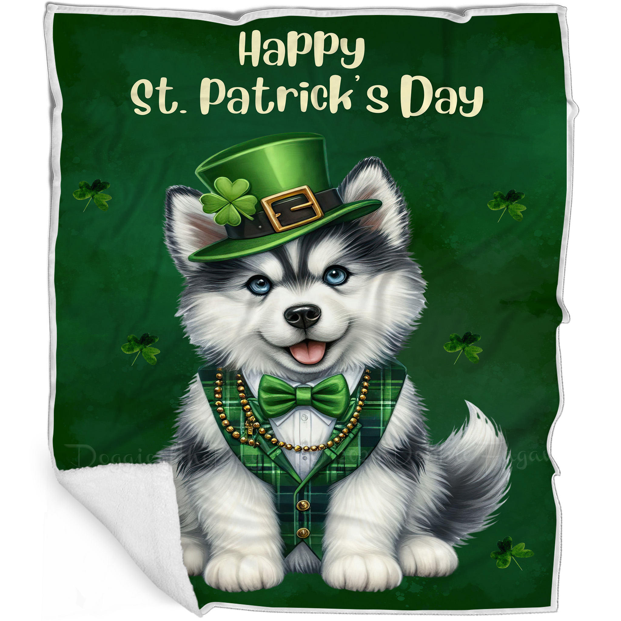 St. Patrick's Day Irish Dog Blanket Personalized Woven Fleece Sherpa NWT