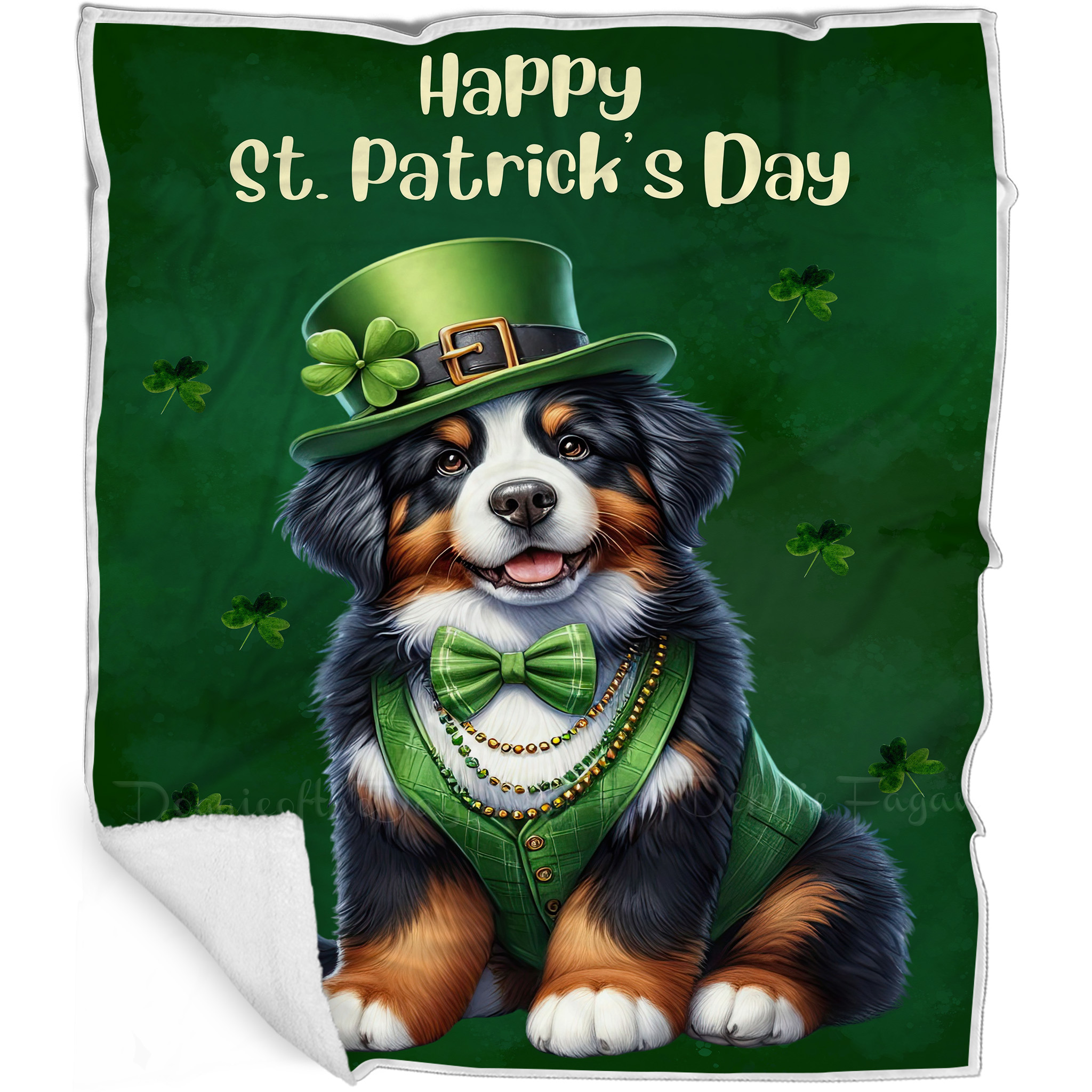 St. Patrick's Day Irish Dog Blanket Personalized Woven Fleece Sherpa NWT